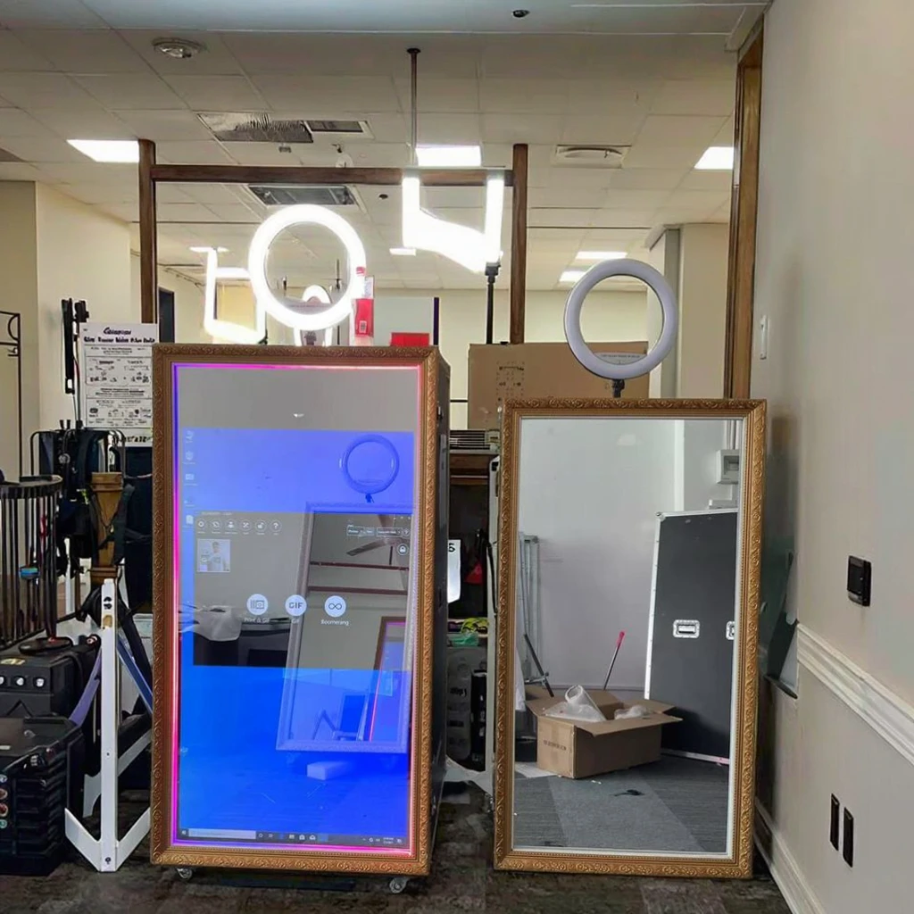 Gorąca Wyprzedaż Automat do Zdjęć z Lustrem Selfie Foto 55 Calowy Lusterko 49 Calowy Ekran Dotykowy Magiczne Lustro PhotoBooth Kiosk