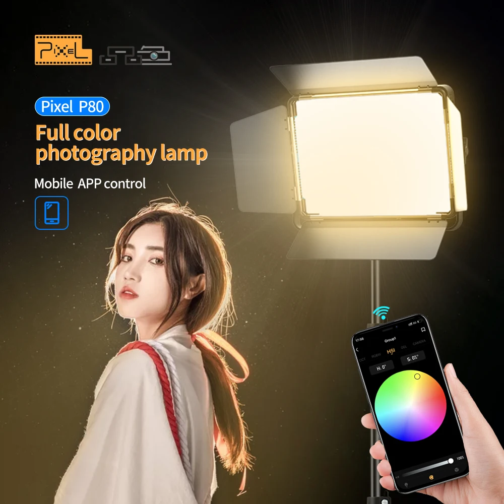 Pixel P80 60W RGB LED Video Lamp Professional Video Shooting Light with App Control Photo Studio Light Panel Lamp