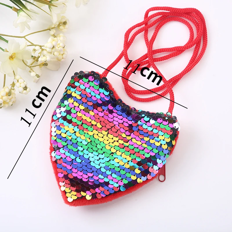 Creative Children\'s Sequin Coin Purse Little Girl Messenger Love Bag Girl Cute Shoulder Bag kindergarten Children\'s Coin Purse