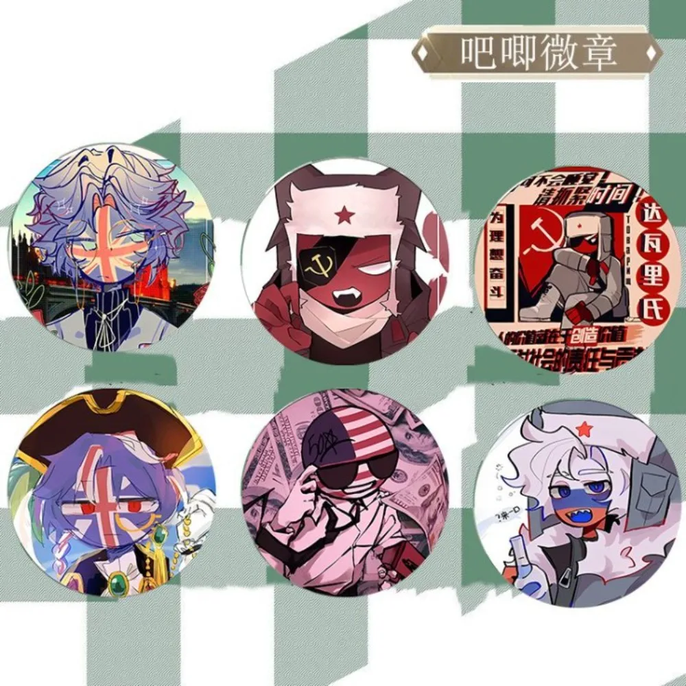 Cartoon Tinplate Brooch Game CountryHumans Badge Bag Cosplay Pin Jewelry Fan Collection Decoration Pendant Accessories Gift