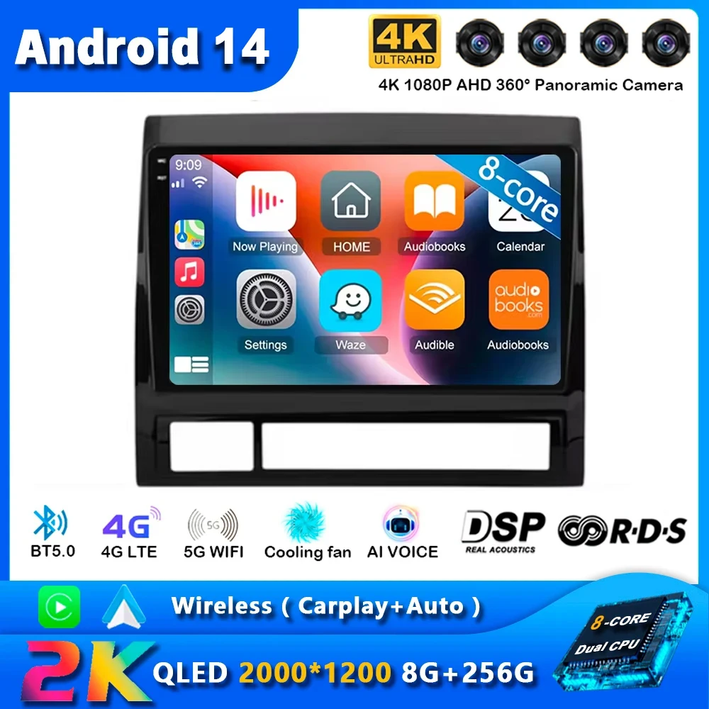 

Автомобильный радиоприемник Carplay Android 14 для Toyota Tacoma 2 N200 Hilux 2005-2015 Навигация Мультимедийный GPS-плеер Стерео Wi-Fi + 4G Видео BT