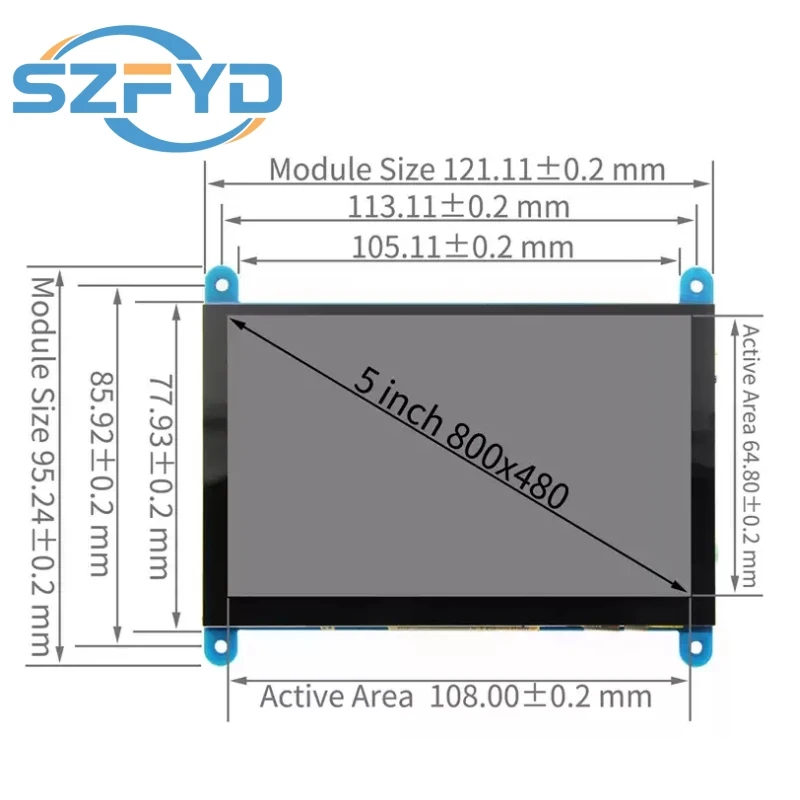 5-inch 800*480 px Raspberry Pi Display Screen 4B/3B IPS USB 5V Power Capacitor Touch Screen  Display Screen HDMI-Compatible