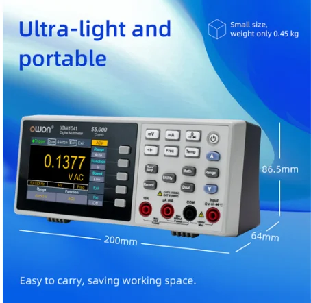 OWON XDM1041 XDM1241 Настольный цифровой мультиметр 4 1/2 55000 отсчетов True RMS 3,5-дюймовый ЖК-дисплей USB DC AC Вольтметр тока Температура 1