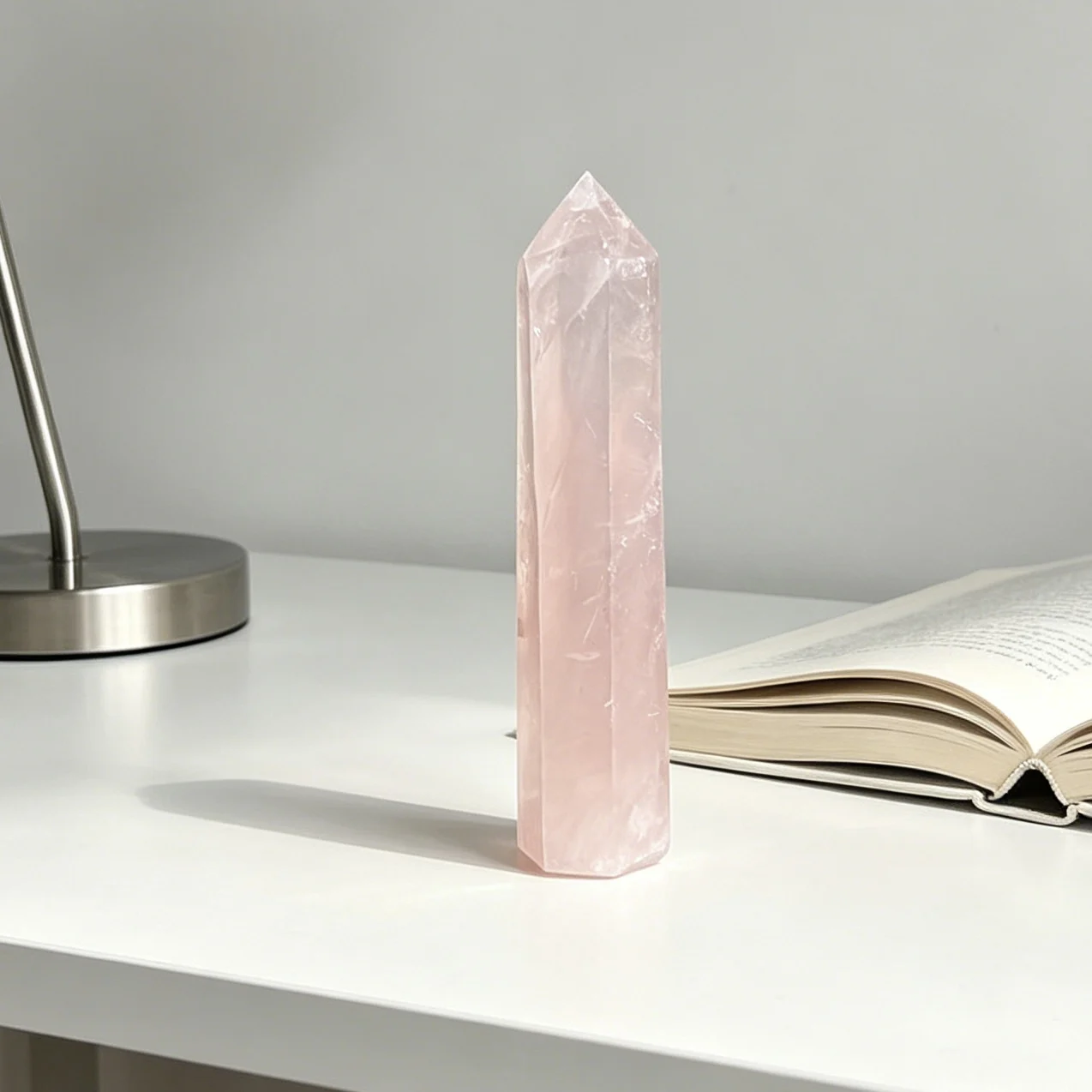 1Pc 15.5CM  6Inch Natural Crystal Tower  ,Crystal Rose Quartz Point , Natural Pink Crystal, Rose Quartz Crystal Hexagonal Prism