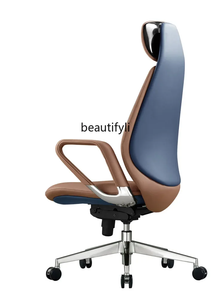 

x11Ergonomic Computer Chair Household Light Luxury Executive Chair Comfortable Backrest Swivel Chair Leather Office