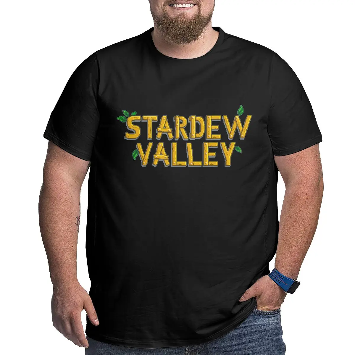 

Stardews Valleys Logo Men's Classic T Shirt Crewneck Big Tall Tees Cotton printed Clothing Plus Size 4XL 5XL 6XL graphic