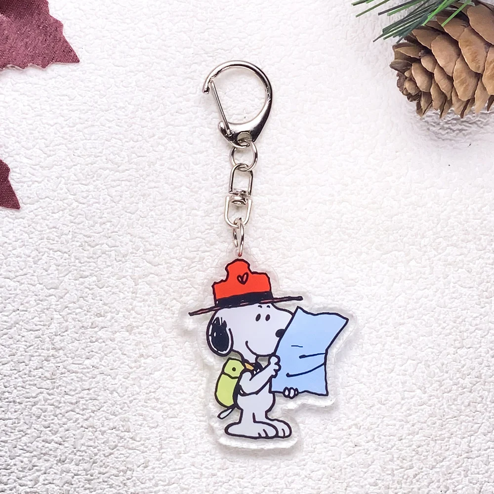 1/13 Stück Cartoon Snoopy Niedlicher Auto-Schlüsselanhänger Zubehör Acryl Lustige Anhänger für Taschen Kawaii Schlüsselhalter Rucksack-Dekoration – Detail 7