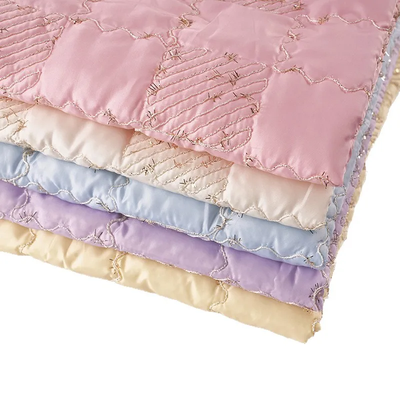 

1meter Cotton-padded Quilted Fabric Polyester Embroidery Rope Sequined Embroidery Fabric for Designer Handbags Luggage Material