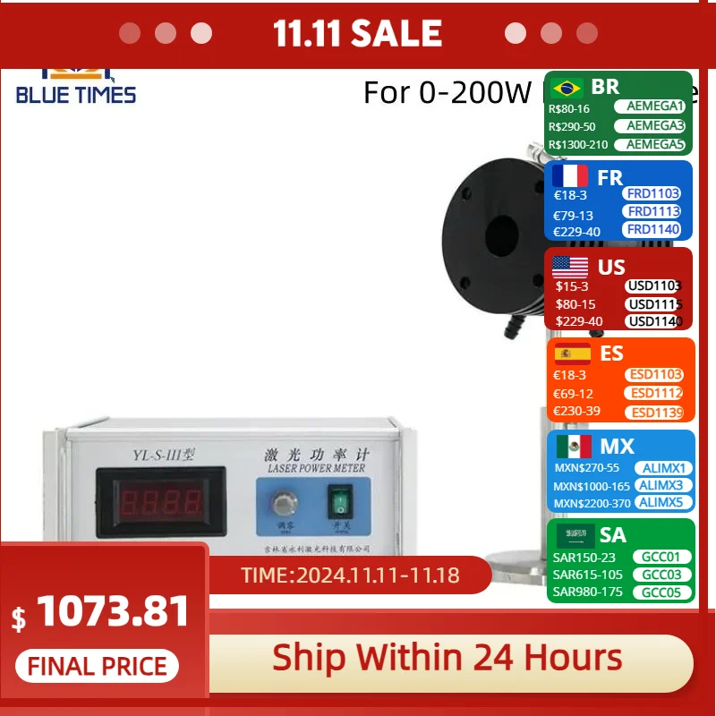 Bluetimes Desktop Power Meter 0-200W High-Precision Power Meter For Testing The Output Power Of CO₂ Laser Tubes