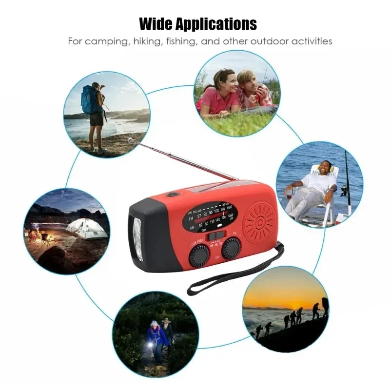 2000mah قوة البنك Usb راديو قابل لإعادة الشحن مصباح ليد جيب AM FM Noaa Noodradio الطقس المحمولة الطوارئ الشمسية كرنك اليد راديو
