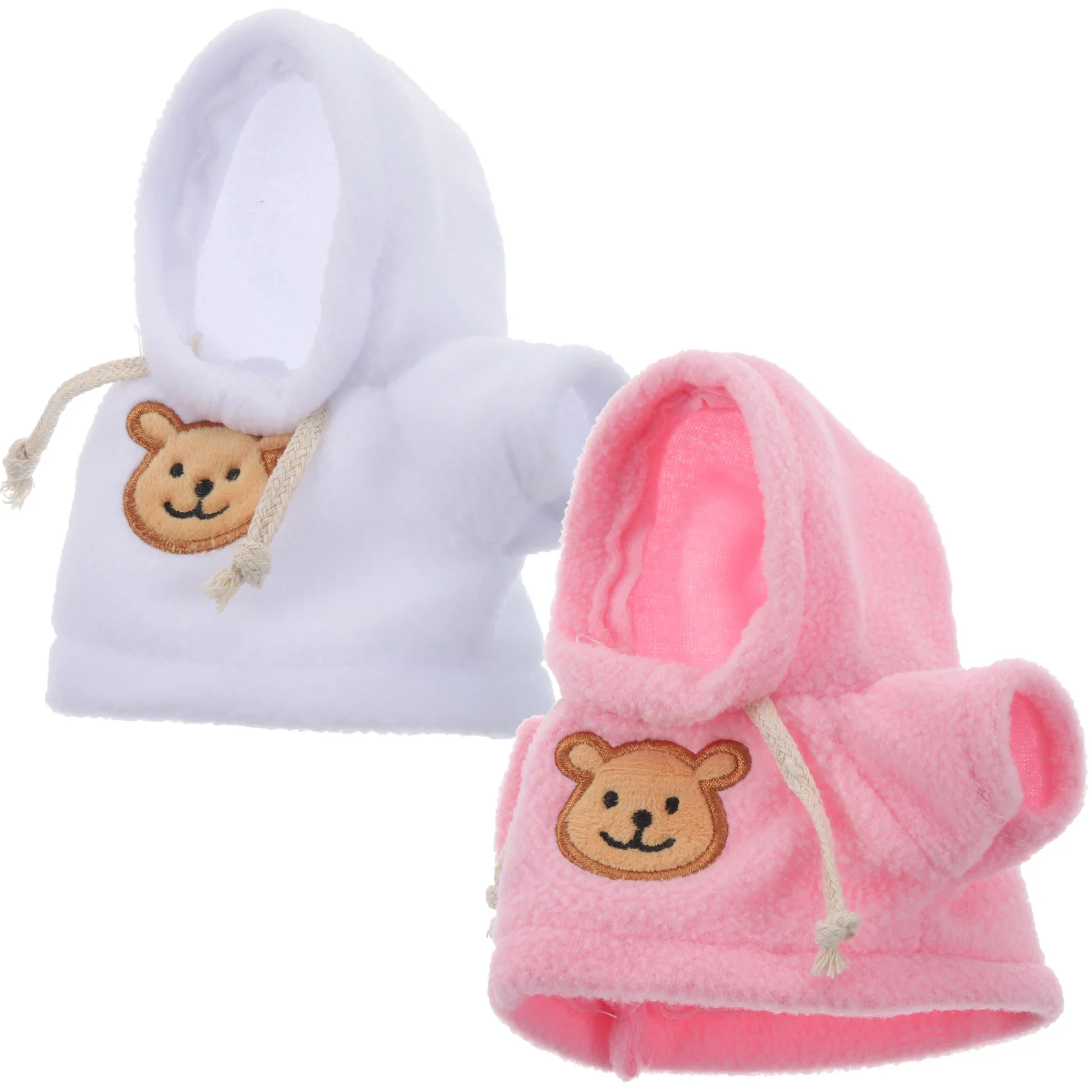 

2 Pcs 20cm Plush Bear Clothes White Hoodies for Stuffed Animal Dolls Easy Wear Soft Comfortable Kids Gift
