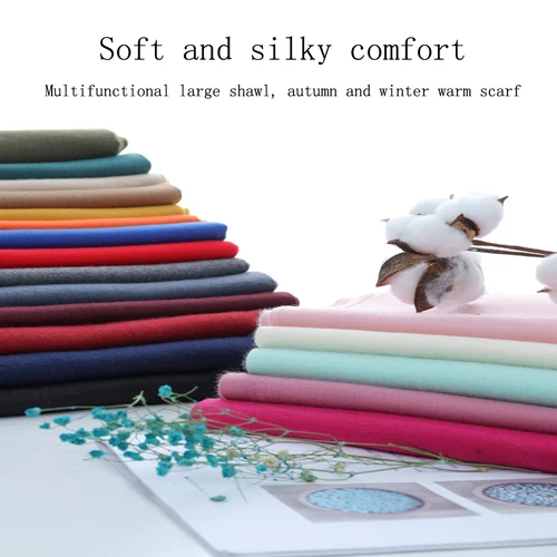 Imagen 2 del producto Bufanda multiusos de Cachemira de imitación, bufanda gruesa de Color sólido cepillado, bufanda larga, chal con borlas de Cachemira para invierno, hombro para niña