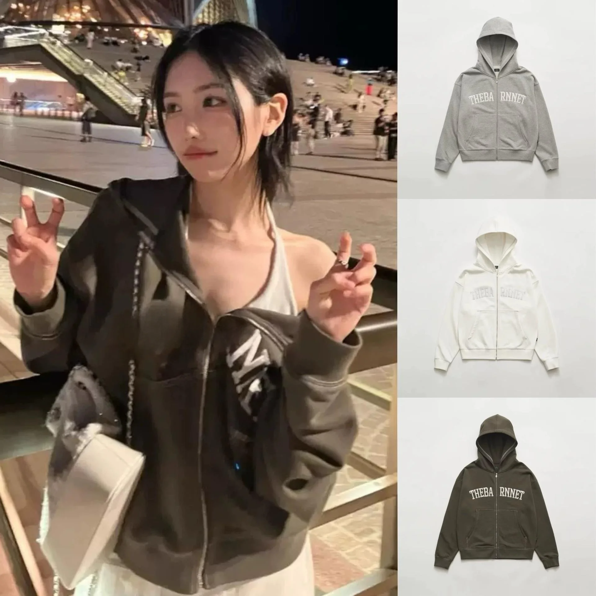 الرجعية الأمريكية طويلة Sve هوديي Jaet المرأة فضفاضة تناسب الخريف 2025 جديد Sle عادية مريحة القطن البلوز