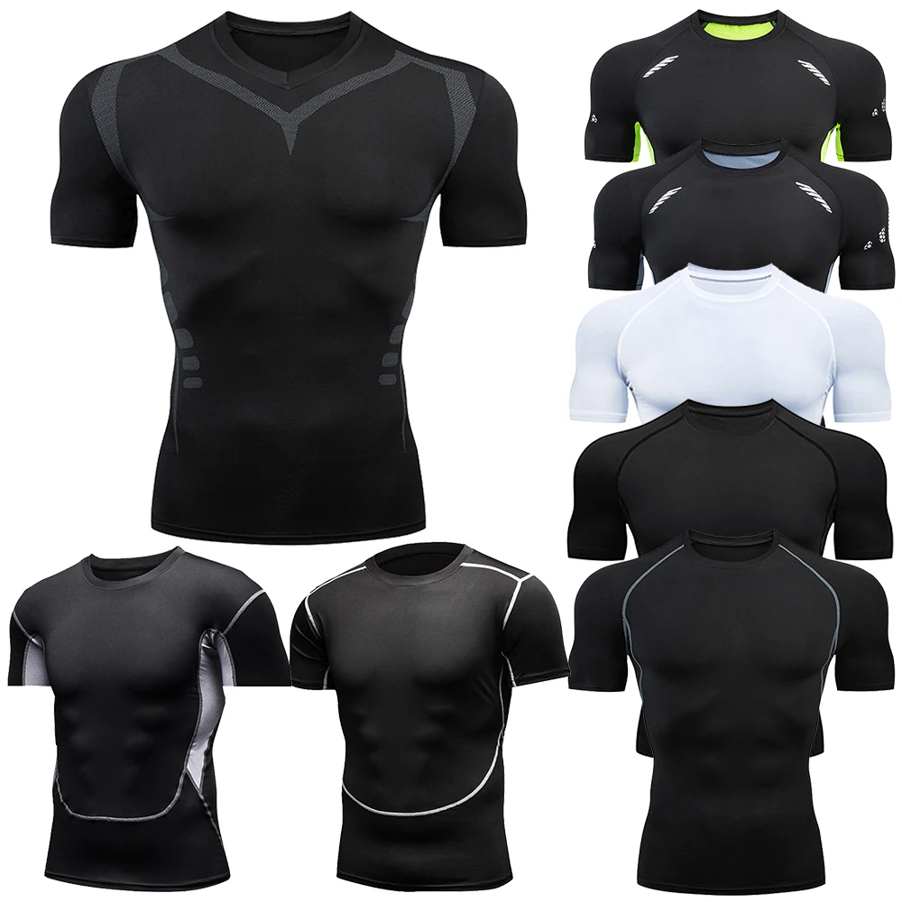 Sport T Shirt Men Quick Dry Short Sleeve Sport Tee Tops Gym Fitness Compression Shirt Training Running T-Shirt Men Rashgard