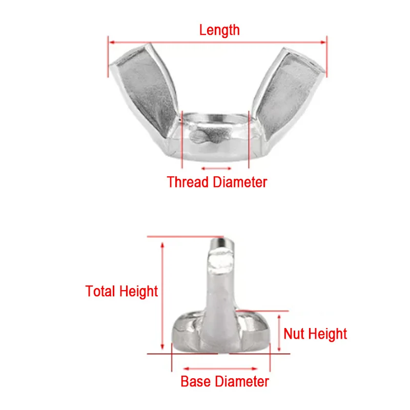 2/3/5/10/20pcs M3 M4 M5 M6 M8 M10 M12 DIN315 Butterfly Wing Nuts 304 Stainless Steel / 316 Stainless Steel Hand Tighten Nut