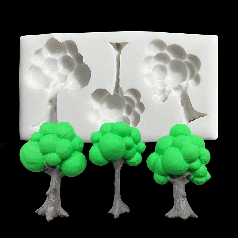 Molde de Silicona con Forma de Árbol para Fondant, Chocolate, Decoración de Pasteles, Herramientas para Hornear
