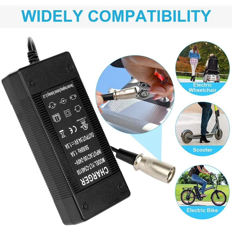 54.6V 2A XLR Lithium Battery Charger for Electric   Mobility  48V Lithium Battery Charger XLR Connector