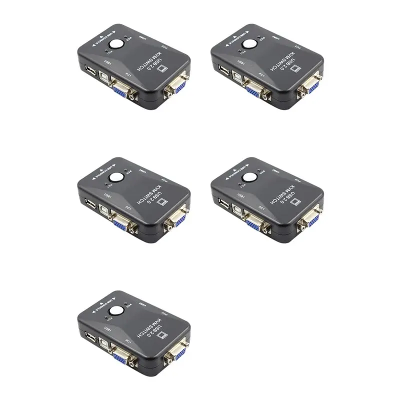 【Father’S Day】5X KVM Switch 2 Port VGA Switch USB 2.0 KVM Mouse Switcher Keyboard 1920X1080 Box Sharing Switch Vga Splitter