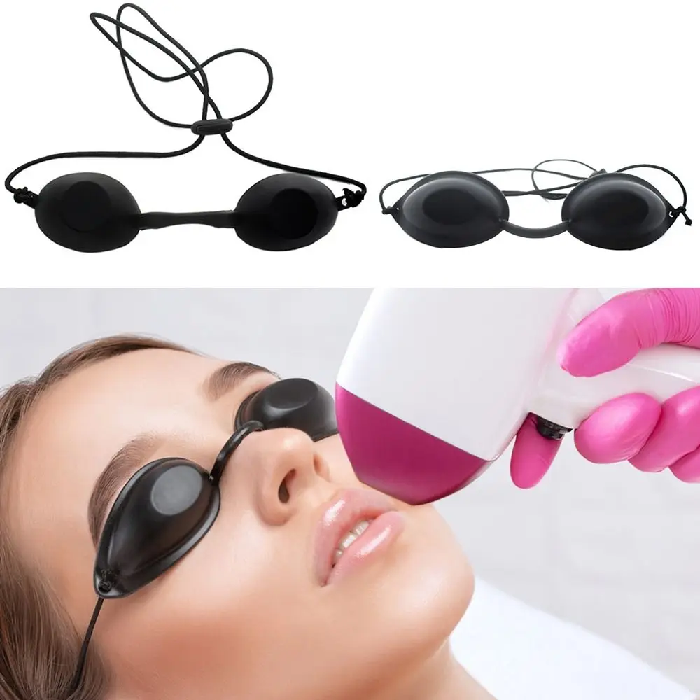 Silicone Laser Protective Eye Mask Black Adjustable Tanning Goggles Light Blocking Soft Sunbathing Eyewear Indoor & Outdoor