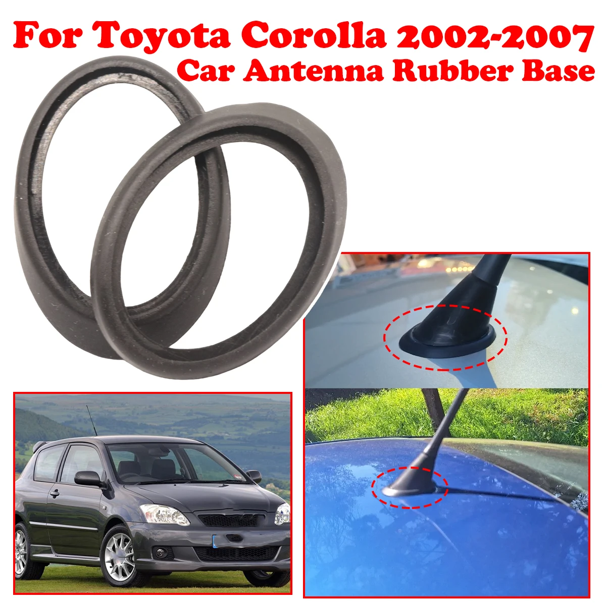 

2/4PC For Toyota Corolla 120 2.0 1.4 D-4D Car Radio Aerial Antenna Mast Whip Base Sting Roof Gasket Rubber Seal Pad 2002-2007