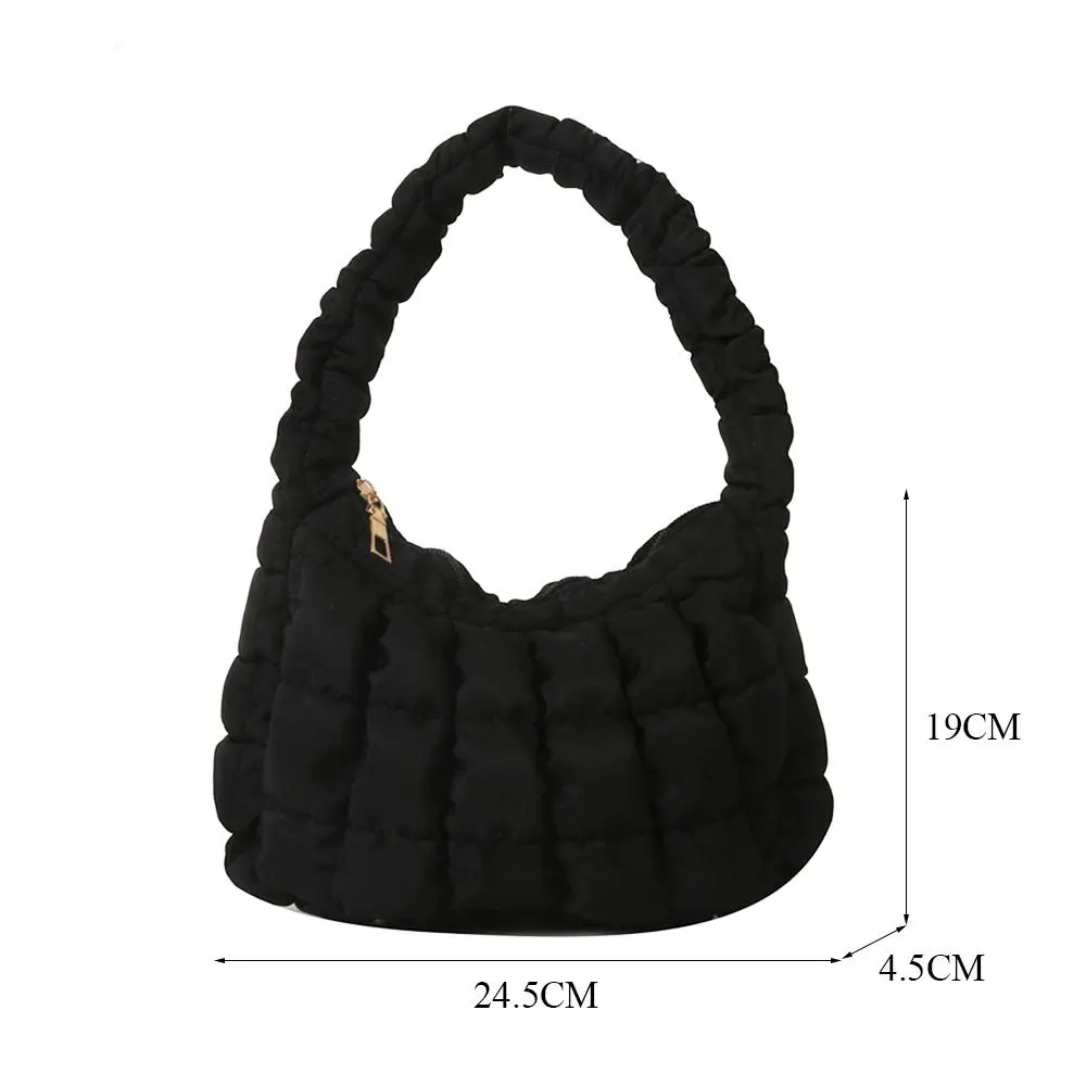 Women Small Quilted Tote Bags Winter Lightweight Down Cotton Padded Plaid Shoulder Bags Fashion Underarm Bags Puffy Handbags