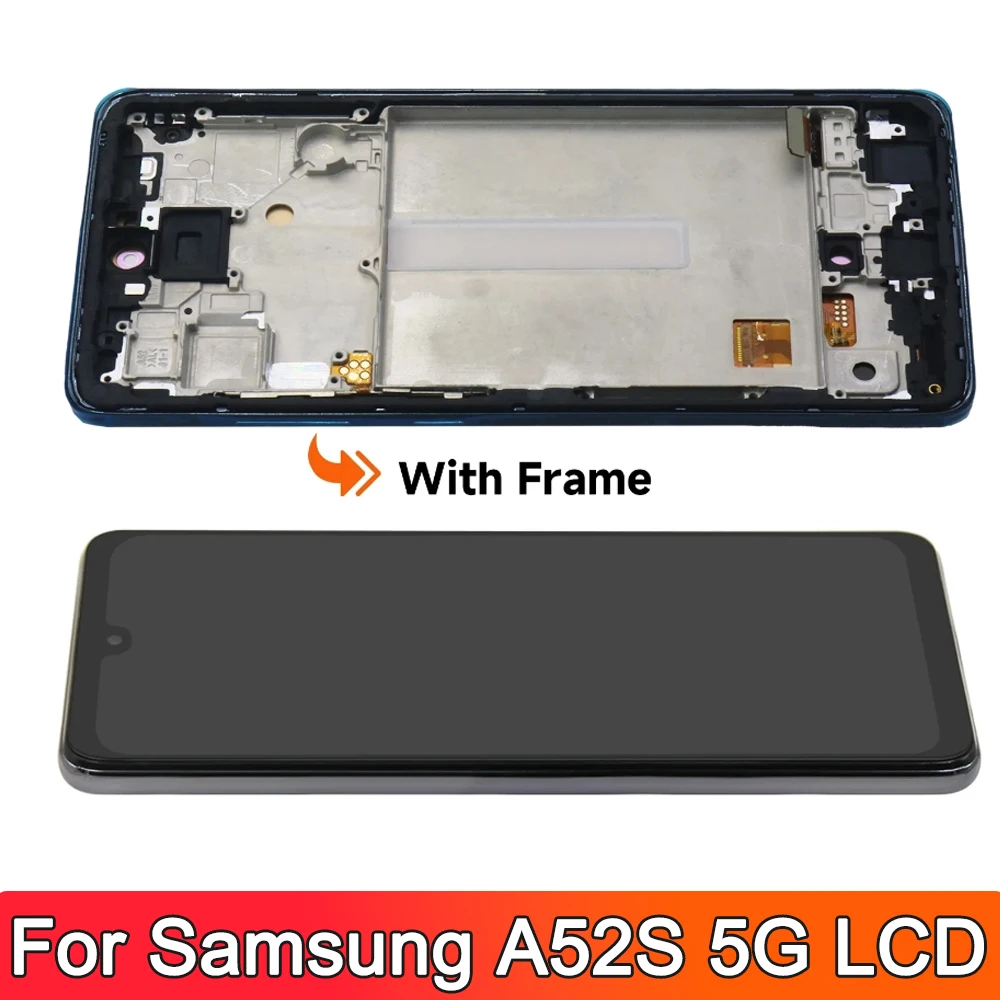 OLED LCD Screen For Samsung Galaxy A52S 5G SM-A528 Phone LCD Display with Frame and Digitizer Full Assembly Replacement Part