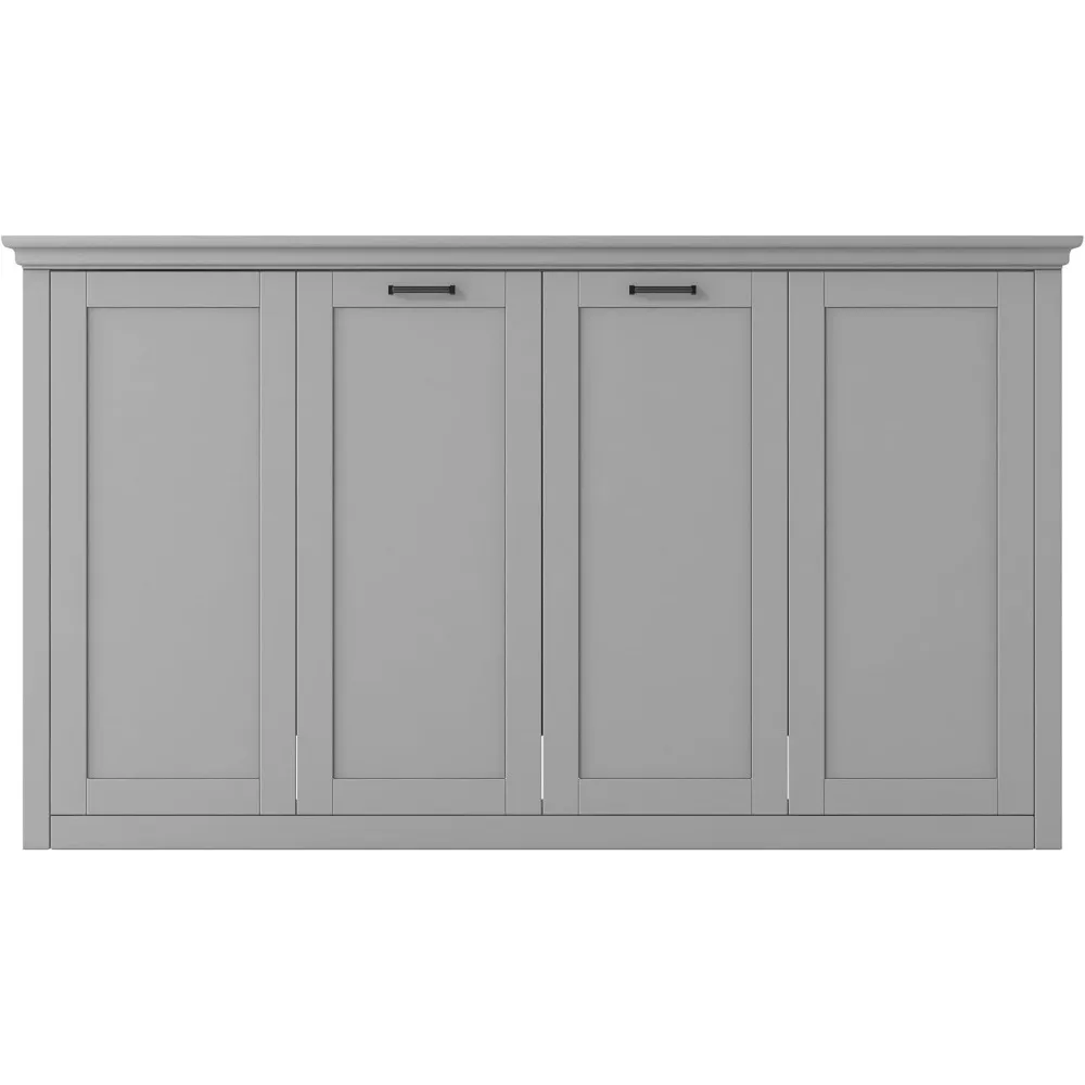 سرير ميرفي مزدوج الحجم بإطار معدني، منصة خشبية صلبة قابلة للطي، سرير صدر ميرفي لغرفة الضيوف، غرفة صغيرة، خزانة ميرفي #5