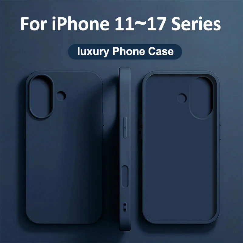 Luxury Silicone Case for iPhone 17 16 14 12 11 13 15 Pro Max Fashion Shockproof Cover for apple 17 Air 15 14 16 Plus Accessories
