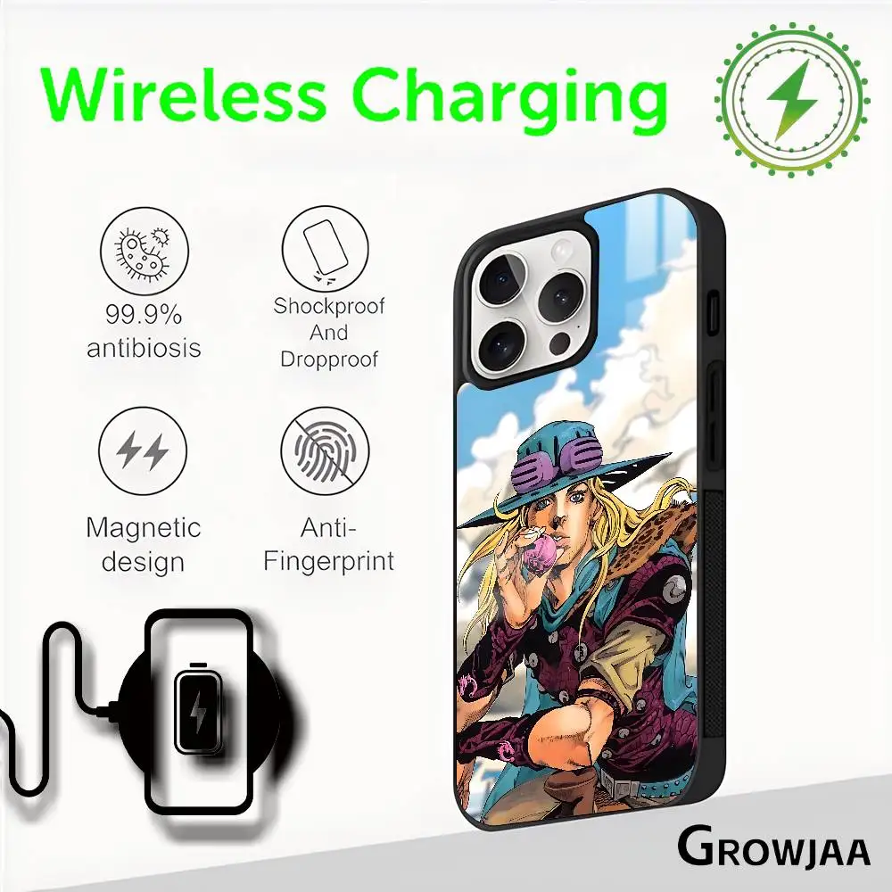 

Japanese Anime S-steel Ball Run Phone Case MagSafe Magnetic For IPhone 16 15 14 13 12 11 Pro Plus Max Mini Wireless Charger