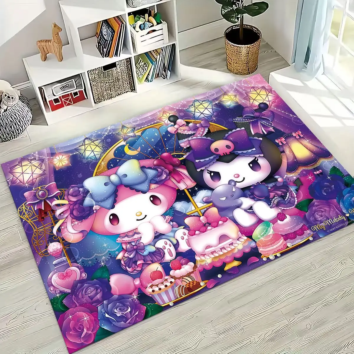 

27 Style Cute Kuromi Sanrio Cartoon Rug for Bedroom Living Room Sofa Home Doormat Decor, Large Kids Non-slip Floor Mat Gift