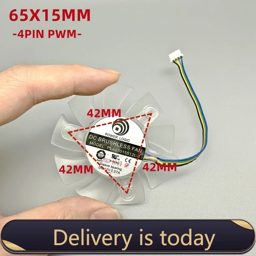 pa POWER LOGIC  7015 65m Graphics Card Fan 67MM Diameter 42mm Hole Pitch VGA Fan PLA07015S12L-1 DC12V 0.07A  3PIN