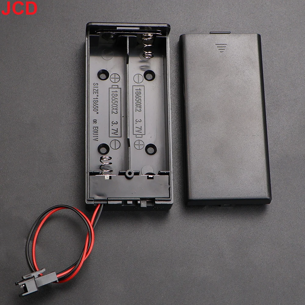 JCD 18650 2 Slot Battery Holder/Box In Series With Cover Switch And PH2.0/XH2.54/SM/Jumper Male/Female/DC5521/USB Plug Connector