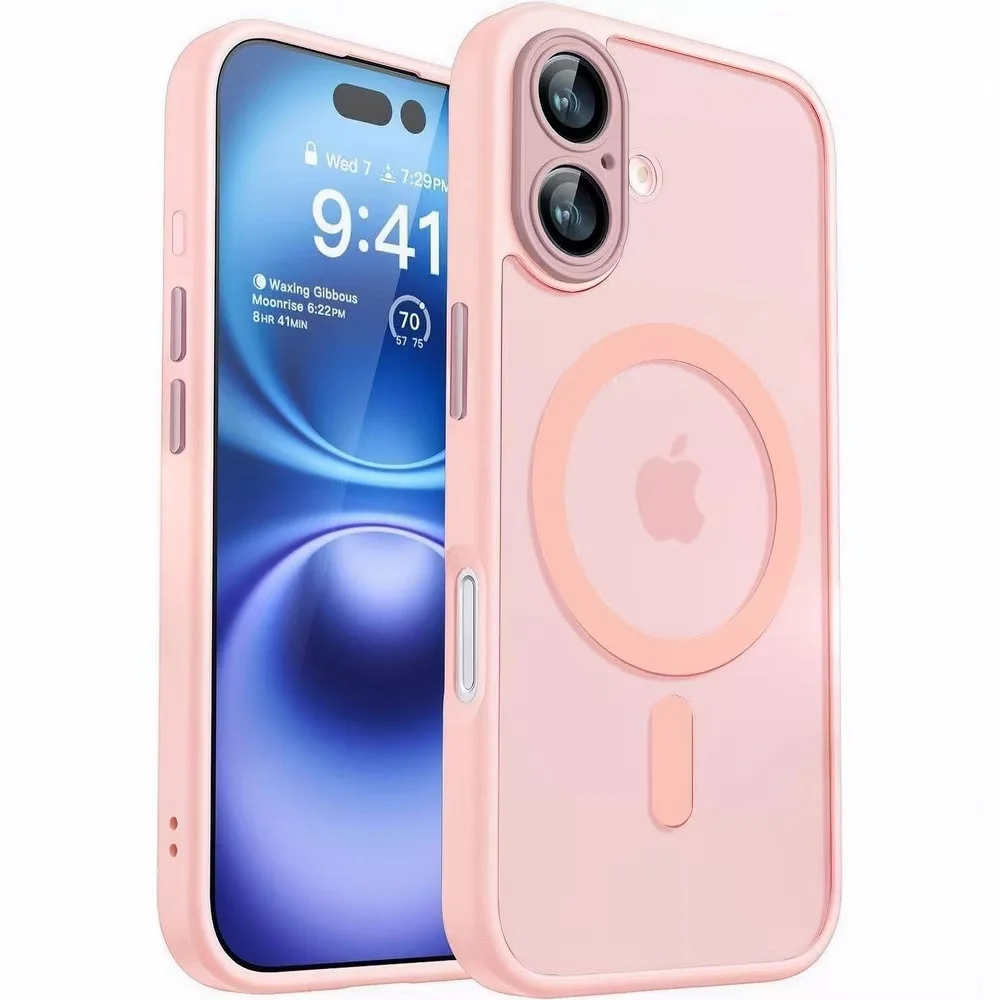 

Phone Case With Lens Protector For Apple 17 16 15 14 Plus Pro ProMax For MagSafe Shockproof Thermal Transparent Protector Case