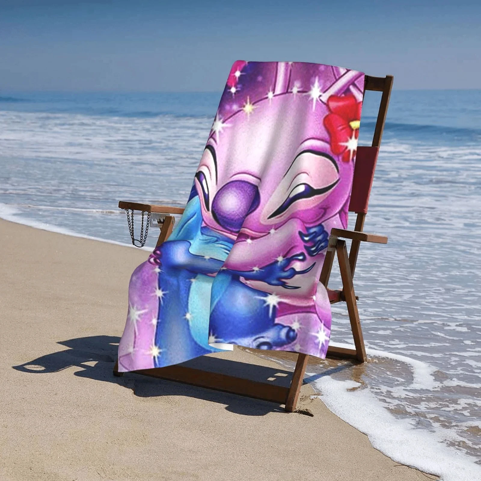 Stitch Angel Children Beach Towels Lilo & Stitch Towel Soft Bath Blanket Camping Cartoon for Travel Swimming Gym Beach Picnic