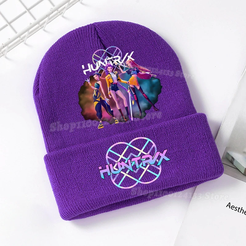 Topi Rajut Anak Demone Hunter Topi Beanie Anak Perempuan Gambar Anime Lucu Penutup Kepala Topi Rajut Hangat Jalanan Luar Ruangan Hadiah Pesta Game Y2K Kawaii