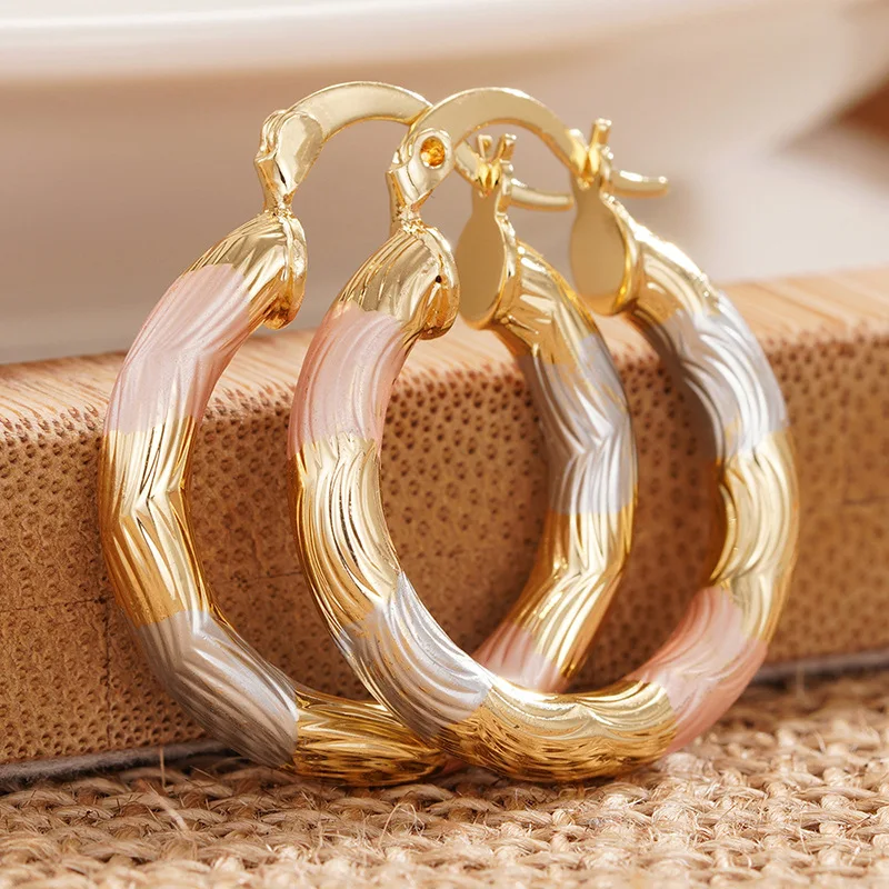 9 Pairs 18K Gold Plated Copper Hoop Round Circle Earrings  official-website Women Fashion Jewelry Accessories Wedding Party Gift