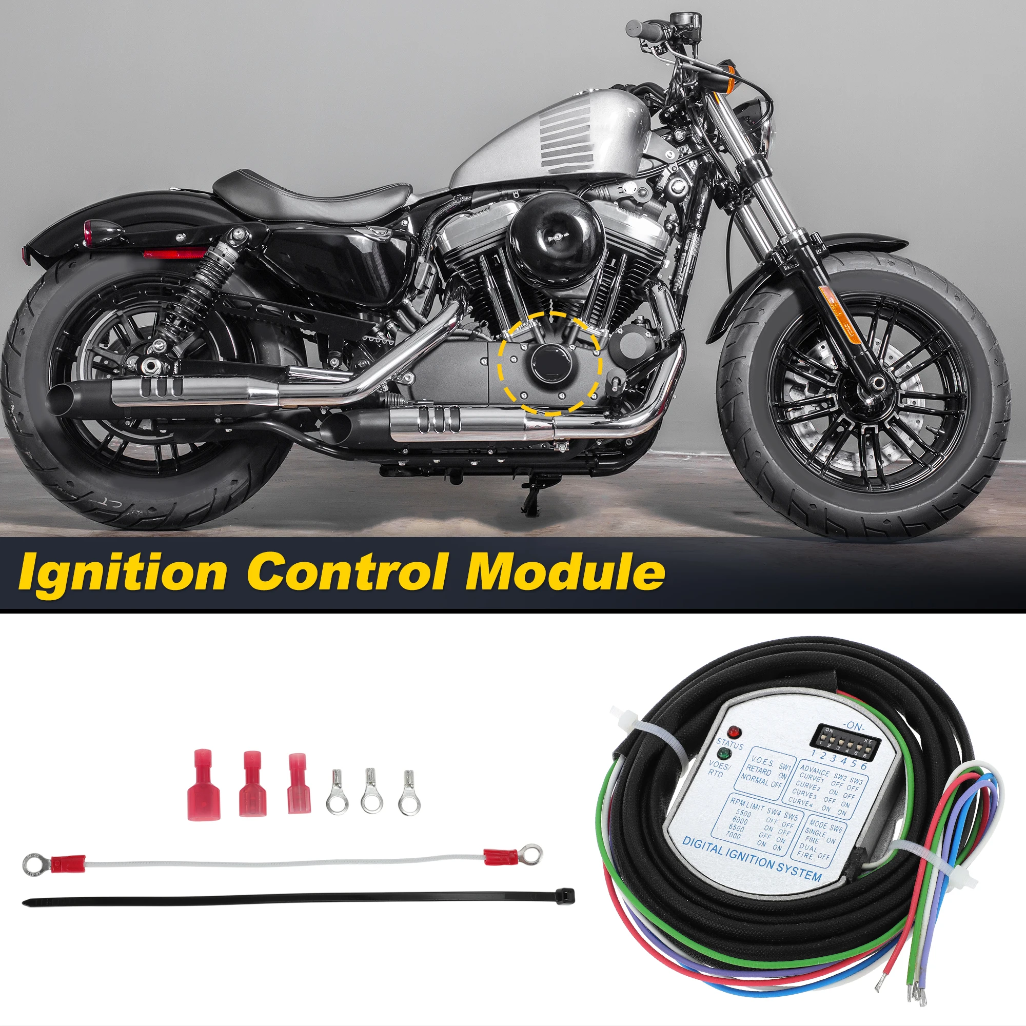 UXCELL Programmable Single Fire Electronic Ignition Module, Motorcycle Ignition Control Unit for Harley-Davidson for Dyna