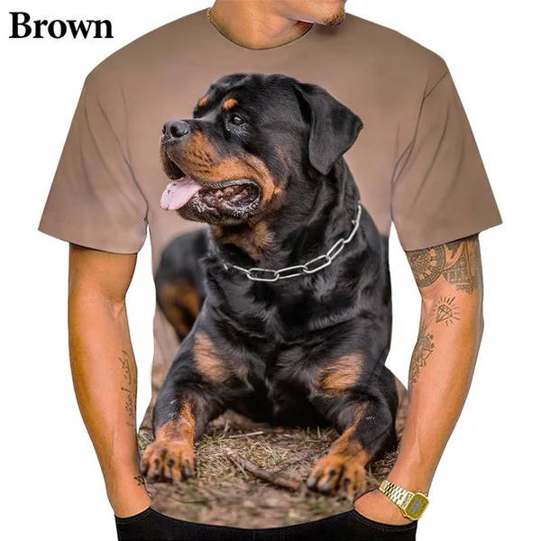 Men Rottweiler T Shirt Funny Dog Graphic 3d Print Short Sleeve T-shirt Summer Casual Top