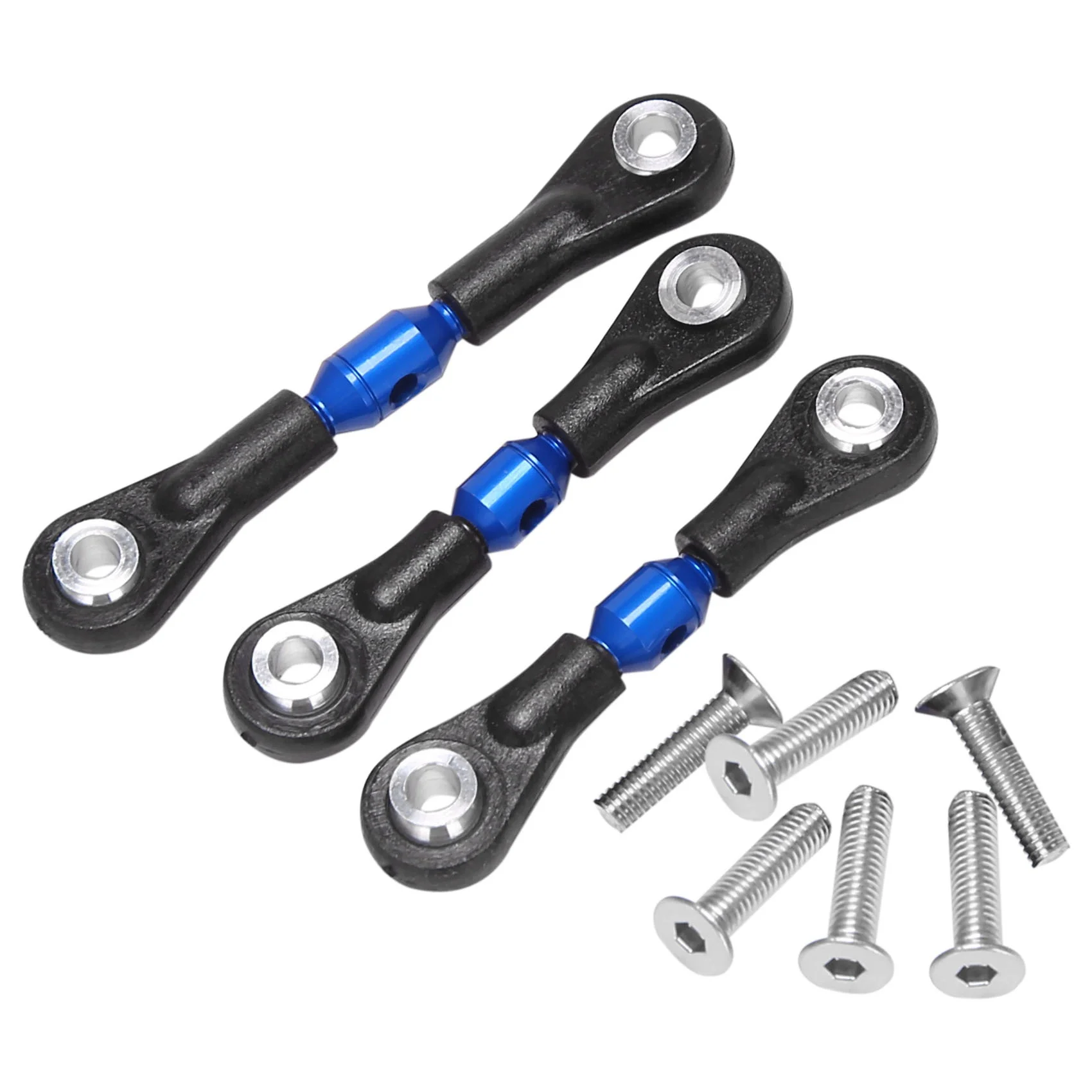 3Pcs Metal Steering Tie Rod Link Rod for Tamiya TT02 TT02T 1/10 RC Car Parts Accessories,Blue