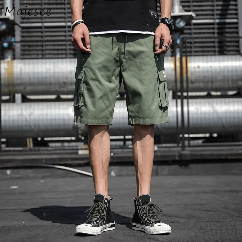 

Шорты мужские оверсайз до колена, тонкие свободные повседневные штаны-карго, модная одежда бойфренда в стиле хай-стринги, стиль Харадзюку, летние