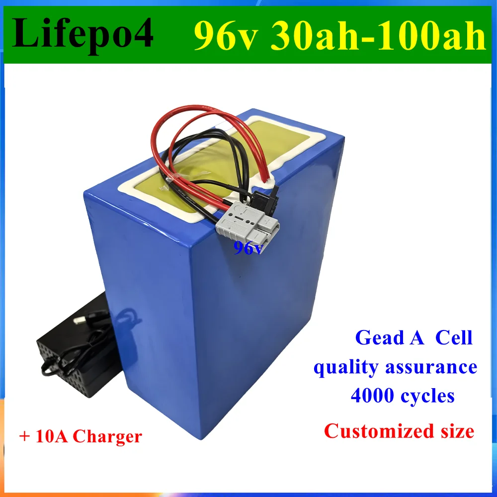 Batterie lithium-ion avec BMS, 50Ah, 96V, 80Ah, 100Ah, 30Ah, 40Ah, moteur 5000W, robot, scooter, moto, AGV, chargeur inclus