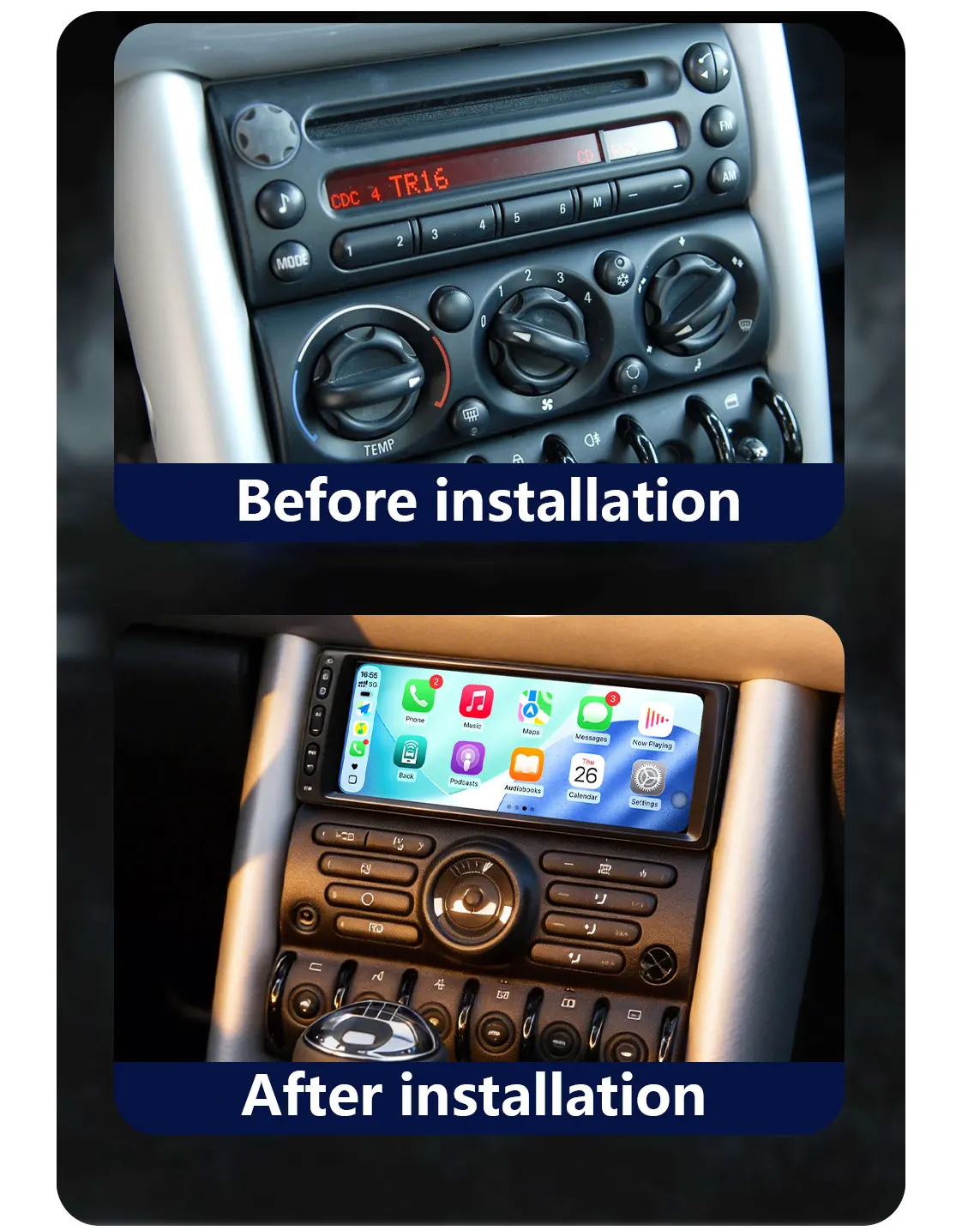 CHSTEK Carplay Android Car Radio For BMW Mini Cooper S R50 R52 R53 2004-2007 4G Touchscreen Bluetooth WiFi Multimedia Navigation