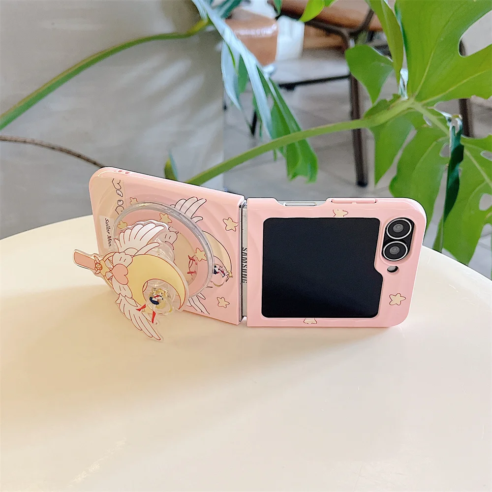 Etui na telefon Samsung Galaxy Z Flip7 Flip6 4 3 Flip5 z zawiasami, uroczy wzór fal, kreskówkowe, z podstawką Magsafe, ochronne. — zdjęcie produktu 5