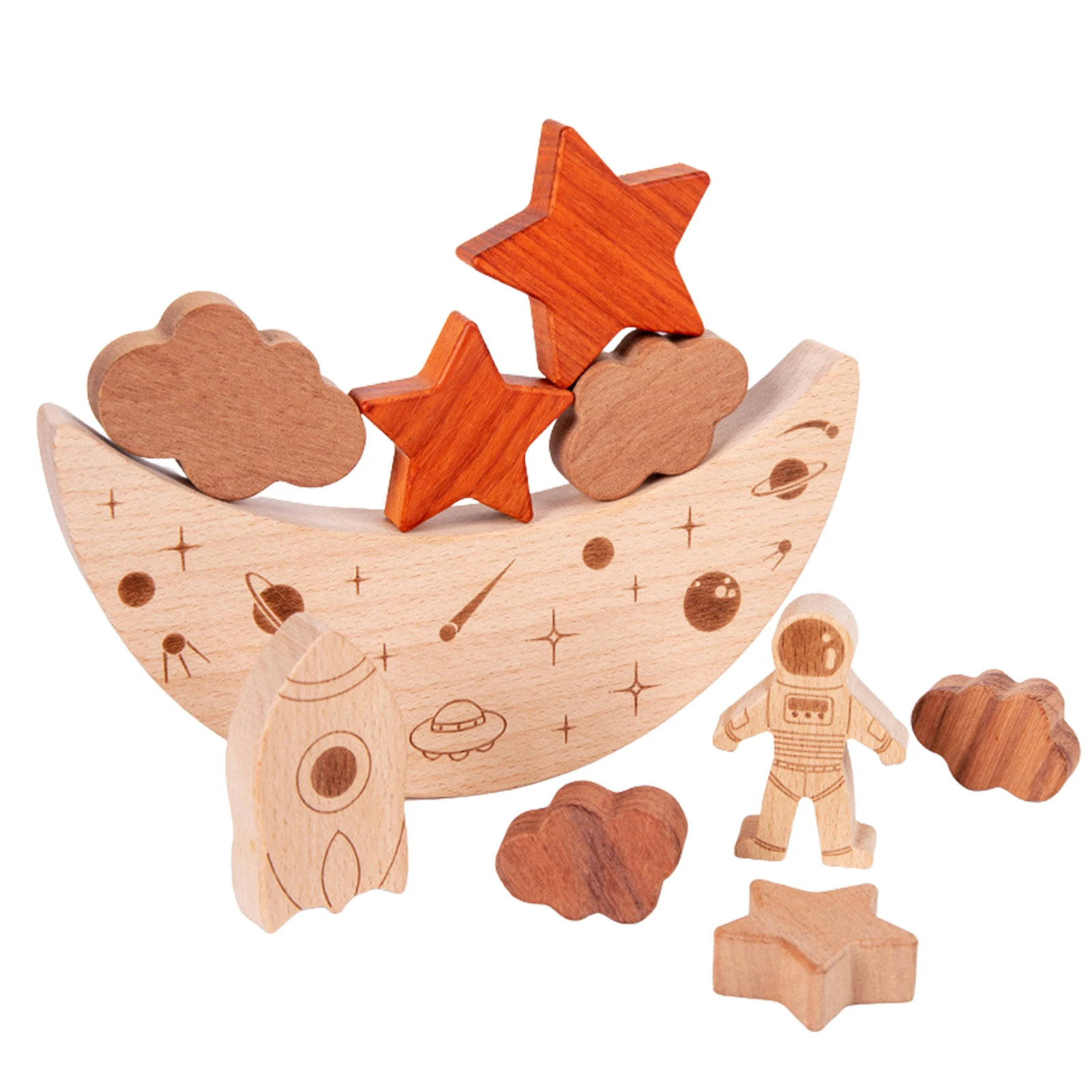 

11Pcs Baby Wooden Montessori Blocks Educational Toys Stars Moon Shape Stacking Game Balance Training Constructor Kids Gifts