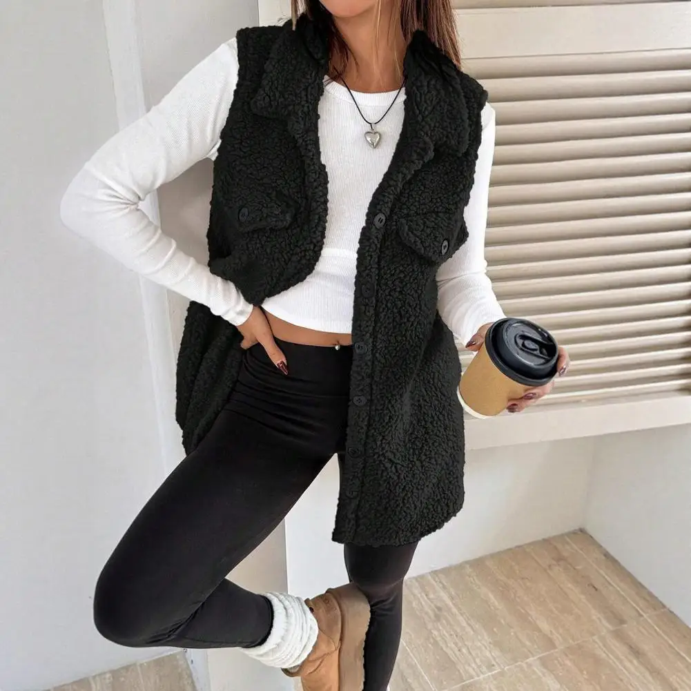 Women Polyester Vest Jacket Cozy Sherpa Vest for Women Oversized Fuzzy Fleece Jacket with Button Down Closure Warm for Different