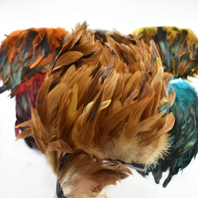 1Meter natural Rooster Feathers trim fringe for craft plumas 13-18cm black feathers ribbon DIY Sewing clothing Party decorations