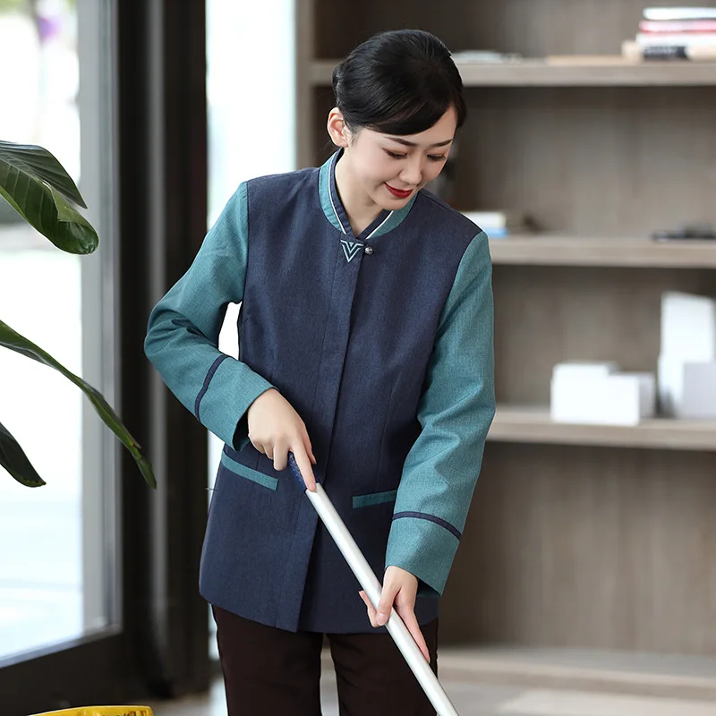 

Спецодежда для уборки в больницах, униформа для персонала по уборке с длинными рукавами, униформа для уборки в отелях и гостевых домах.