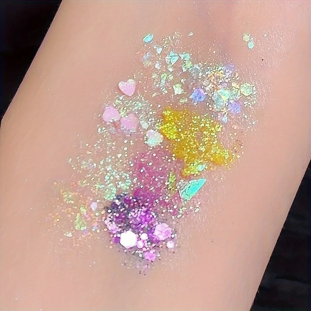 キラキラグリッターアイシャドウパレット、長持ちする輝き、ダイヤモンドダスト、にじまない、カラフルなスパンコール化粧品、パーティー用 16色