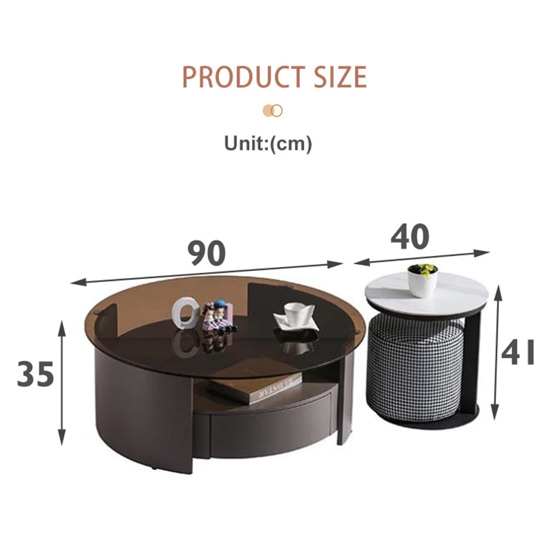 الشمال لوحة الصخور طاولات القهوة الحديثة الحد الأدنى غرفة المعيشة خشب متين مجموعة طاولة القهوة مصمم تخزين أثاث المنزل FYCT #6