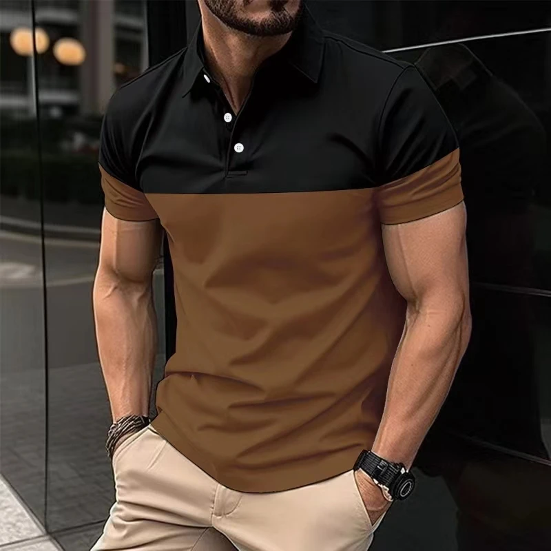 

Europe and the United States summer new men's large size short sleevefashion color sports breathable sweat absorption polo shirt